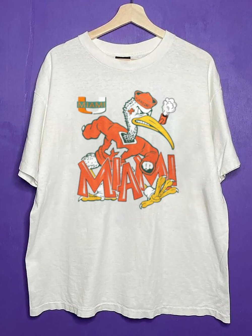 Vintage Miami Hurricanes Football T Shirt, University of Miami Hurricanes Shirt